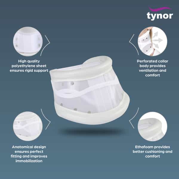Tynor Cervical Collar Hard Adjustable White Small 1 Unit