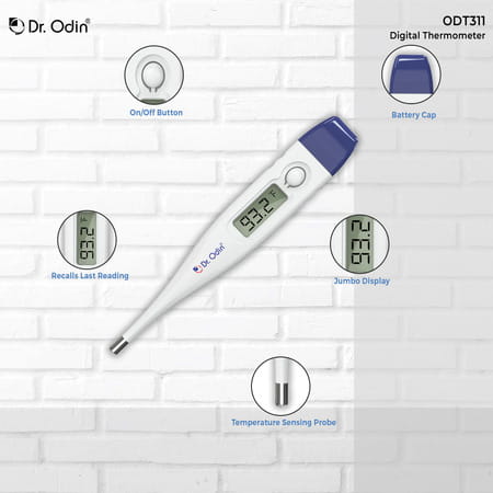 Dr. Odin Odt 311 Digital Thermometer For Precise Temperature Monitoring (White & Blue) Pack Of 2