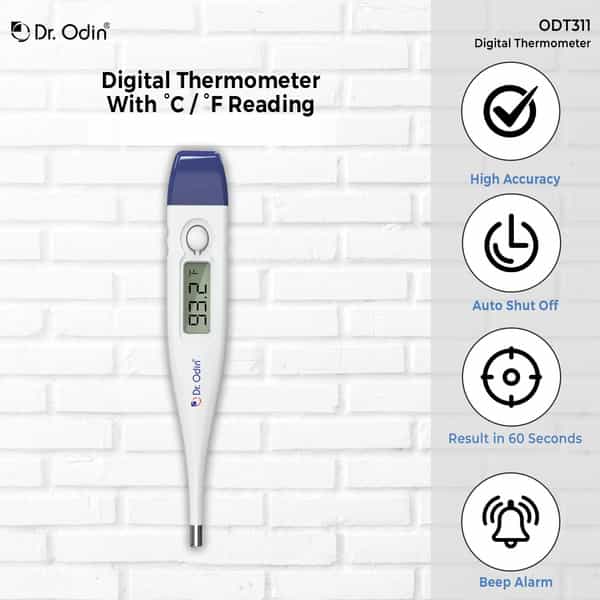 Dr. Odin Odt 311 Digital Thermometer For Precise Temperature Monitoring (White & Blue) Pack Of 2