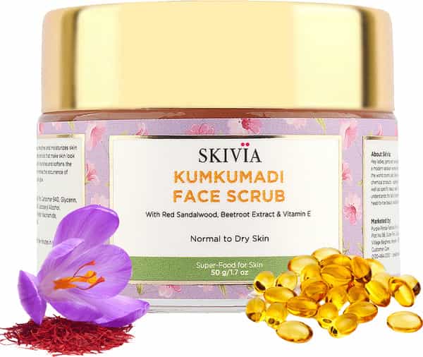Skivia Kumkumadi Face Scrub With Niacinamide & Red Sandalwood - 50 G|Gentle Exfoliator|Adds Radiance