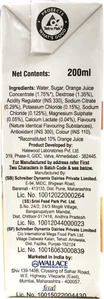 Walyte Recharge Orange Tetrapack 200 Ml