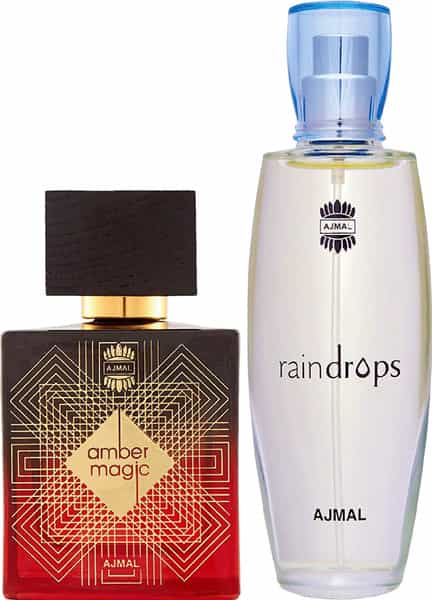 Ajmal Amber Magic Edp 100Ml Perfume For Men And Raindrops Edp 50Ml Perfume For Women
