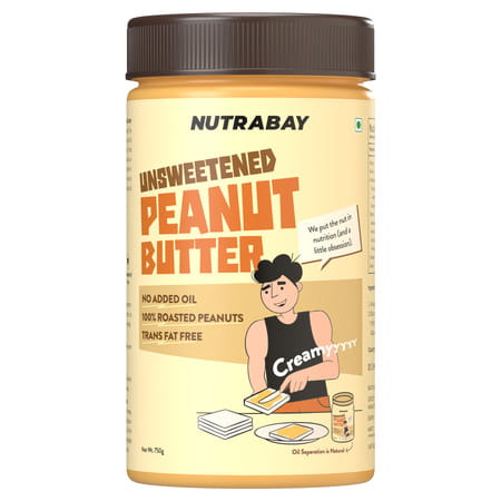Nutrabay Foods Natural Peanut Butter Unsweetened - Creamy | | Creamy - 750g
