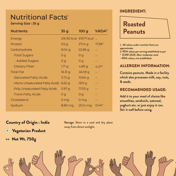 Nutrabay Foods Natural Peanut Butter Unsweetened - Creamy | | Creamy - 750G