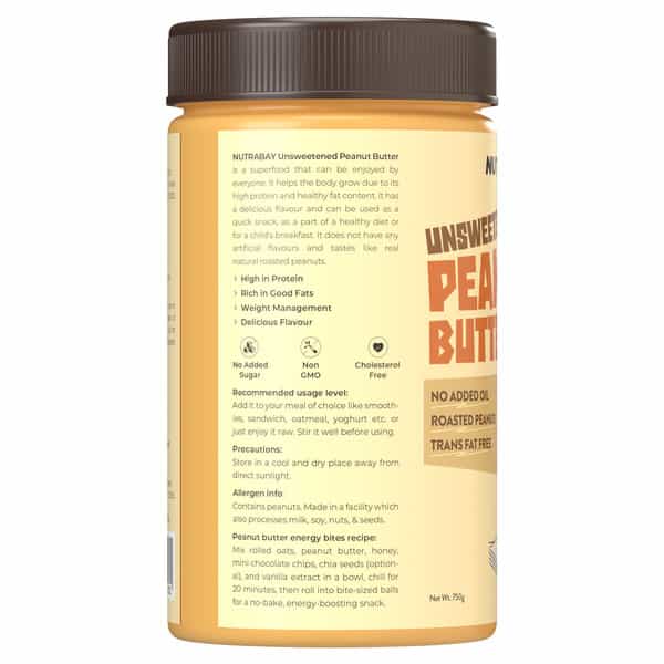 Nutrabay Foods Natural Peanut Butter Unsweetened - Creamy | | Creamy - 750G
