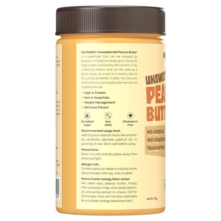 Nutrabay Foods Natural Peanut Butter Unsweetened - Creamy | | Creamy - 750g