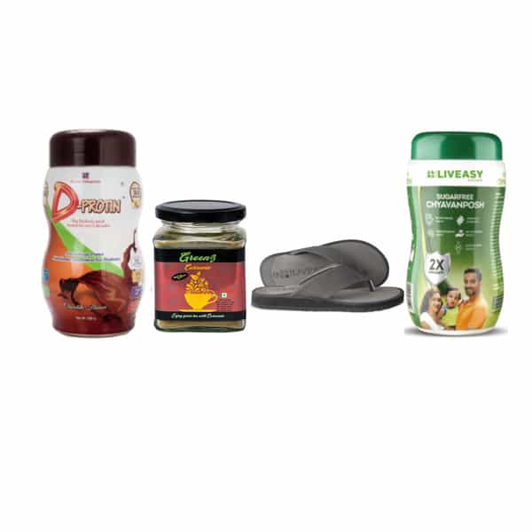 Diabetic Care Diwali Gift Combo Of 4-Diabetic Powder|Green Tea|Slippers Uk 10|Hchyavanposh