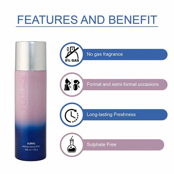 Ajmal 3 Distraction & 1 Persuade Deodorant Pack Of 4 Deodorant 200Ml Each (Total 800Ml) For Unisex