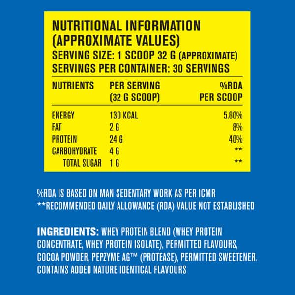 Fast&Up Whey Essentials 2.1 Lb Grass Fed Whey Powder From Europe - 30 Servings (Rich Chocolate)