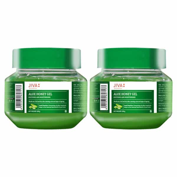 Jiva Aloe Honey Gel|Moisturizes & Soothes Dull Skin|Reduces Acne | Rashes -100G (Pack Of 2)