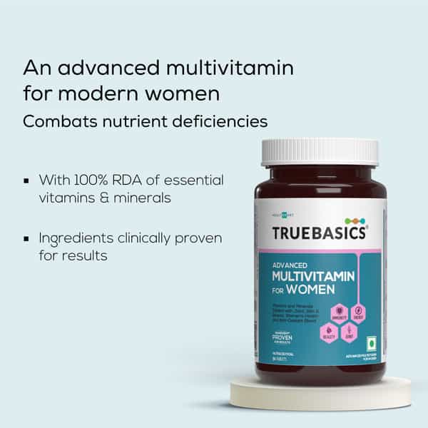 Truebasics Advanced Multivitamin For Women | Energy | Immunity And Joints | 90 Multivitamin Tablets