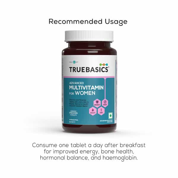 Truebasics Advanced Multivitamin For Women | Energy | Immunity And Joints | 90 Multivitamin Tablets