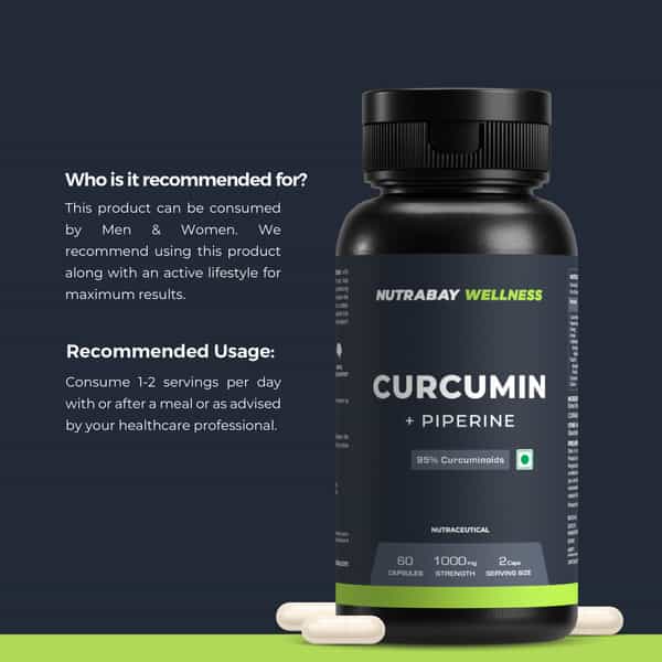 Nutrabay Wellness Curcumin With Piperine With 95% Curcuminoids - 1000Mg 60 Veg Capsules