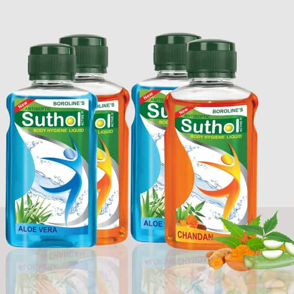 Boroline Suthol Aloe Vera 2X200ml With Chandan 2X200ml Antiseptic Liquid (Pack Of 4)