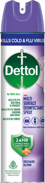 Dettol Multi-Surface Disinfectant Sanitizer Spray Bottle|24 Hours Protection (Orchard Bloom | 225Ml)