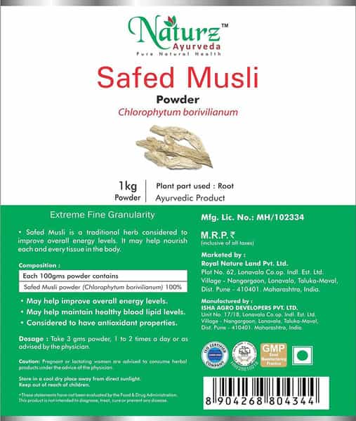 Naturz Ayurveda Safed Musli Powder - 1 Kg Value Pack Of 2