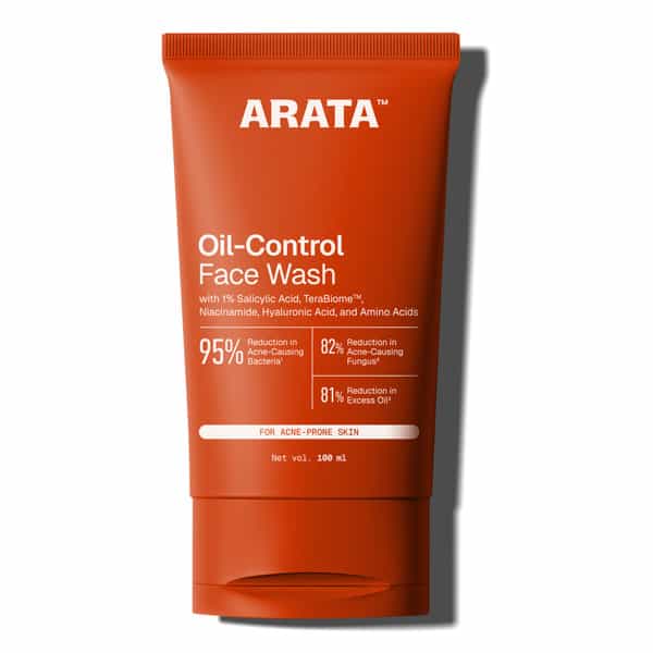 Arata Oil - Control Face Wash | Reduces Acne & Oil | Salicylic Acid & Terabiome | 100 Ml