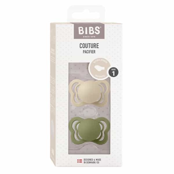 Bibs Couture 2 Pack Latex Size 1 Vanilla/Olive - 0+ Months