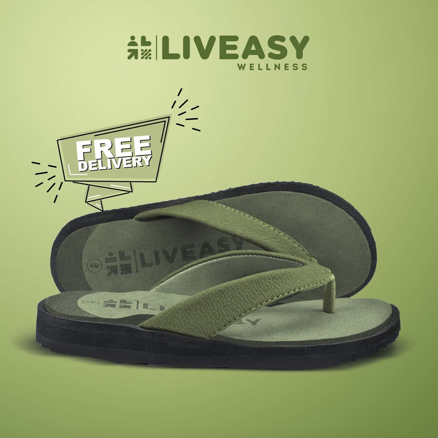 Liveasy Essentials Diabetic & Orthopedic Olive Green Slipper- Women- Size Uk 4