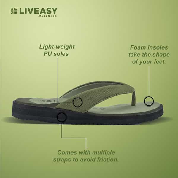 Liveasy Essentials Diabetic & Orthopedic Olive Green Slipper- Women- Size Uk 4