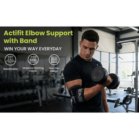 Actifit Elbow Support With Adjustable Band - Compression Brace For Pain Relief Sports & Gym - Size L
