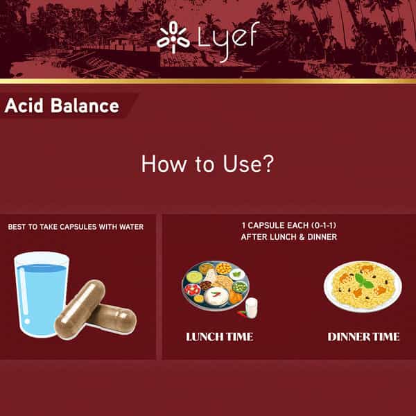 Lyef Acid Balance - Acidity & Gas Relief - Ayurveda Supplements With Shatavari Guduchi - 100%Vegan