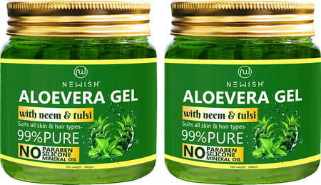 Newish Aloe Vera Gel For Face Enriched With Tulsi & Neem For Face & Skin 200gm Pack Of 2