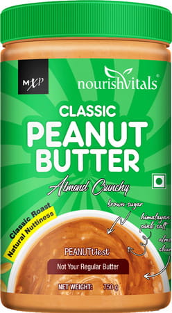 Nourishvitals Irresistibly Tasty Combo (Almondsextra Crunchy) 200 G + Classic Peanut Butter750 G