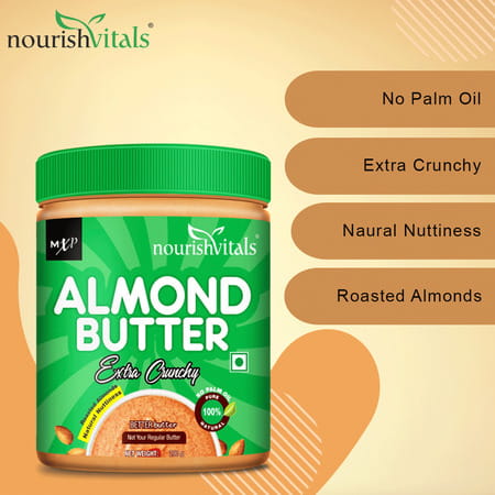 Nourishvitals Irresistibly Tasty Combo (Almondsextra Crunchy) 200 G + Classic Peanut Butter750 G