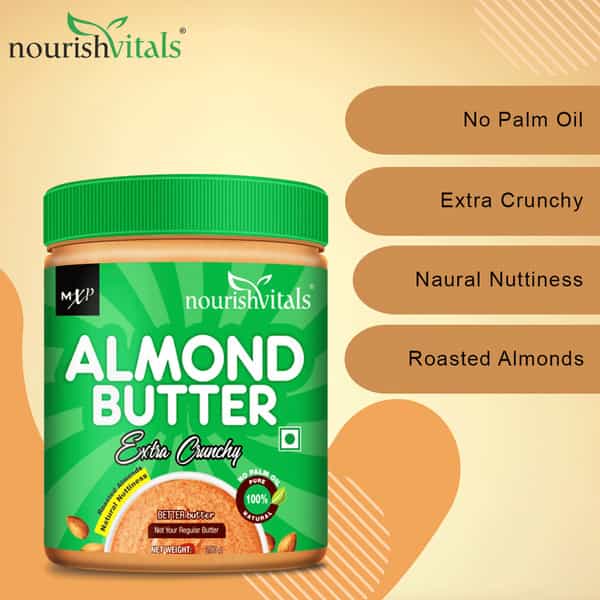 Nourishvitals Irresistibly Tasty Combo (Almondsextra Crunchy) 200 G + Classic Peanut Butter750 G