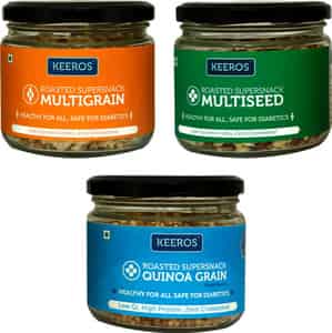 Keeros Healthy Roasted Super Snack - Combo Of Multigrain Multi Seeds Mix & Quinoa Grain - 3 Jars