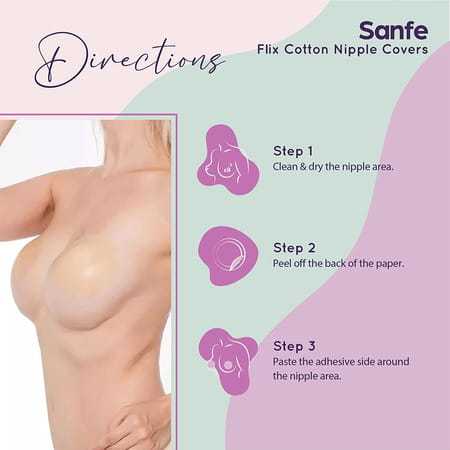 Sanfe Flix Cotton Nipple Covers | 10 Breathable Nipple Pasties | No Show Bra For Women