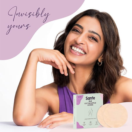 Sanfe Flix Cotton Nipple Covers | 10 Breathable Nipple Pasties | No Show Bra For Women