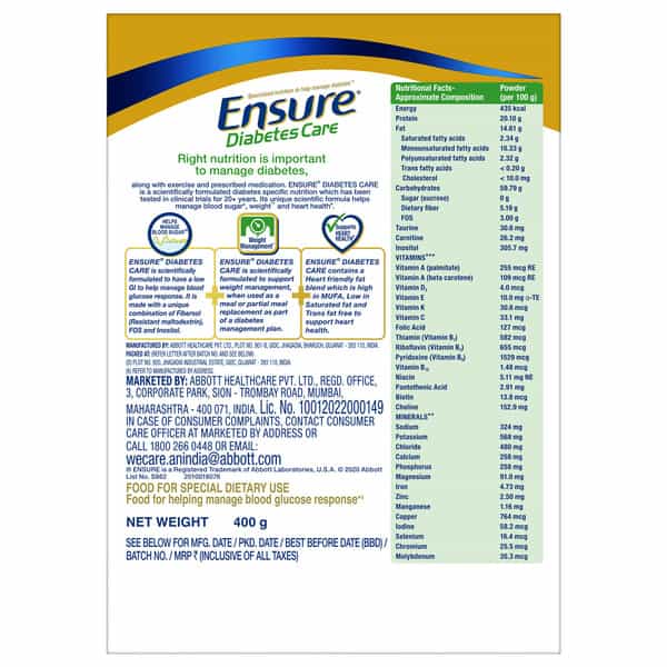 Ensure Diabetes Care Specialized Nutrition Drink Vanilla - 400G Box