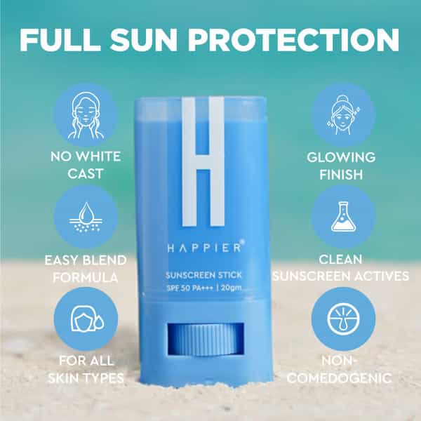 Happier Sunscreen Stick Spf 50 Pa+++ | Matte Finish | Lightweight | Quick Absorbing | Non-Greasy