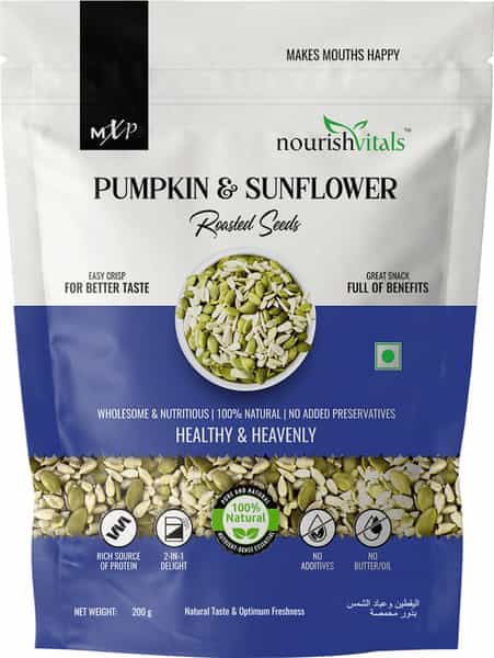 Nourishvitals Pumpkin And Sunflower Roasted Seeds 200G Pouch