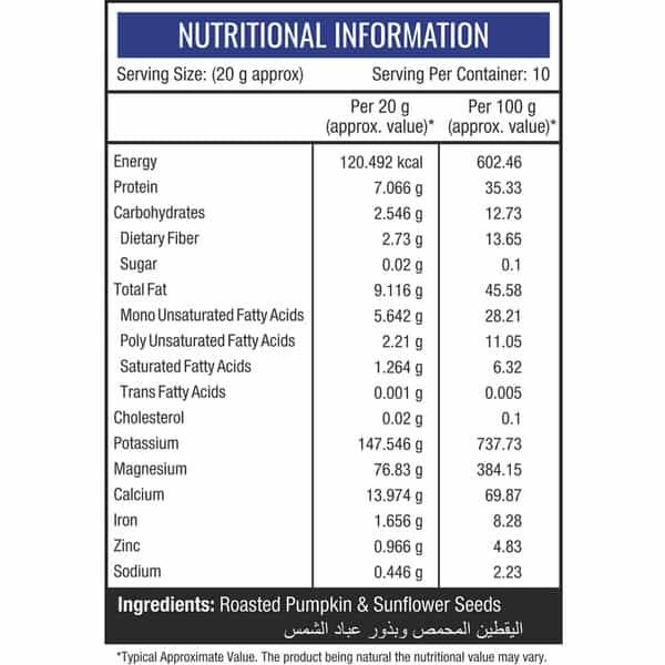 Nourishvitals Pumpkin And Sunflower Roasted Seeds 200G Pouch
