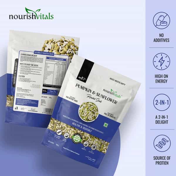 Nourishvitals Pumpkin And Sunflower Roasted Seeds 200G Pouch