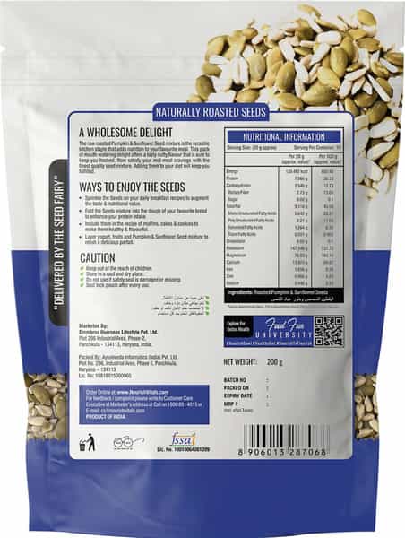 Nourishvitals Pumpkin And Sunflower Roasted Seeds 200G Pouch