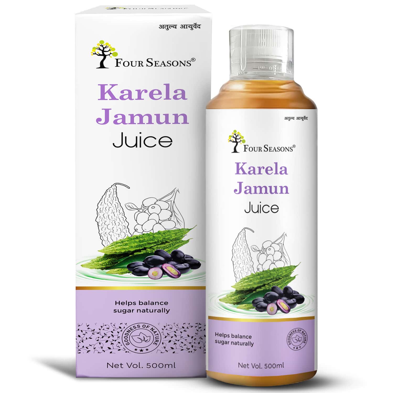 Four Seasons Karela Jamun Juice 500ml | Helps Control Blood Sugar Levels & Cholesterol
