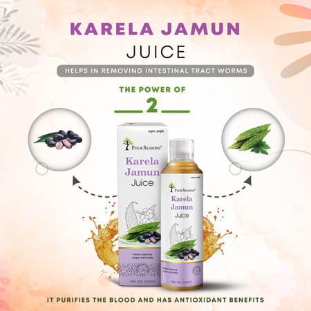 Four Seasons Karela Jamun Juice 500Ml | Helps Control Blood Sugar Levels & Cholesterol