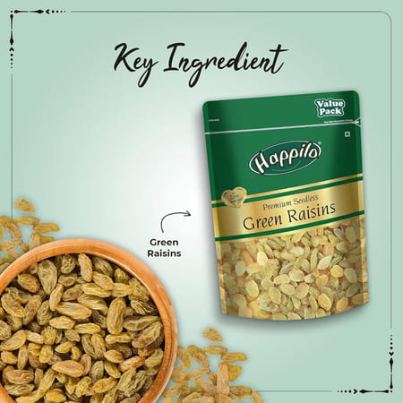 Happilo Premium Seedless Green Raisins 1000G Value Pack