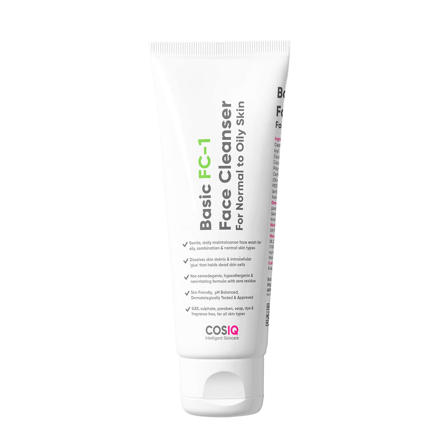 Cos-Iq Fc-1 Face Cleanser For Oily Skin 100ml | Matte Finish Non Drying Gentle Face Wash