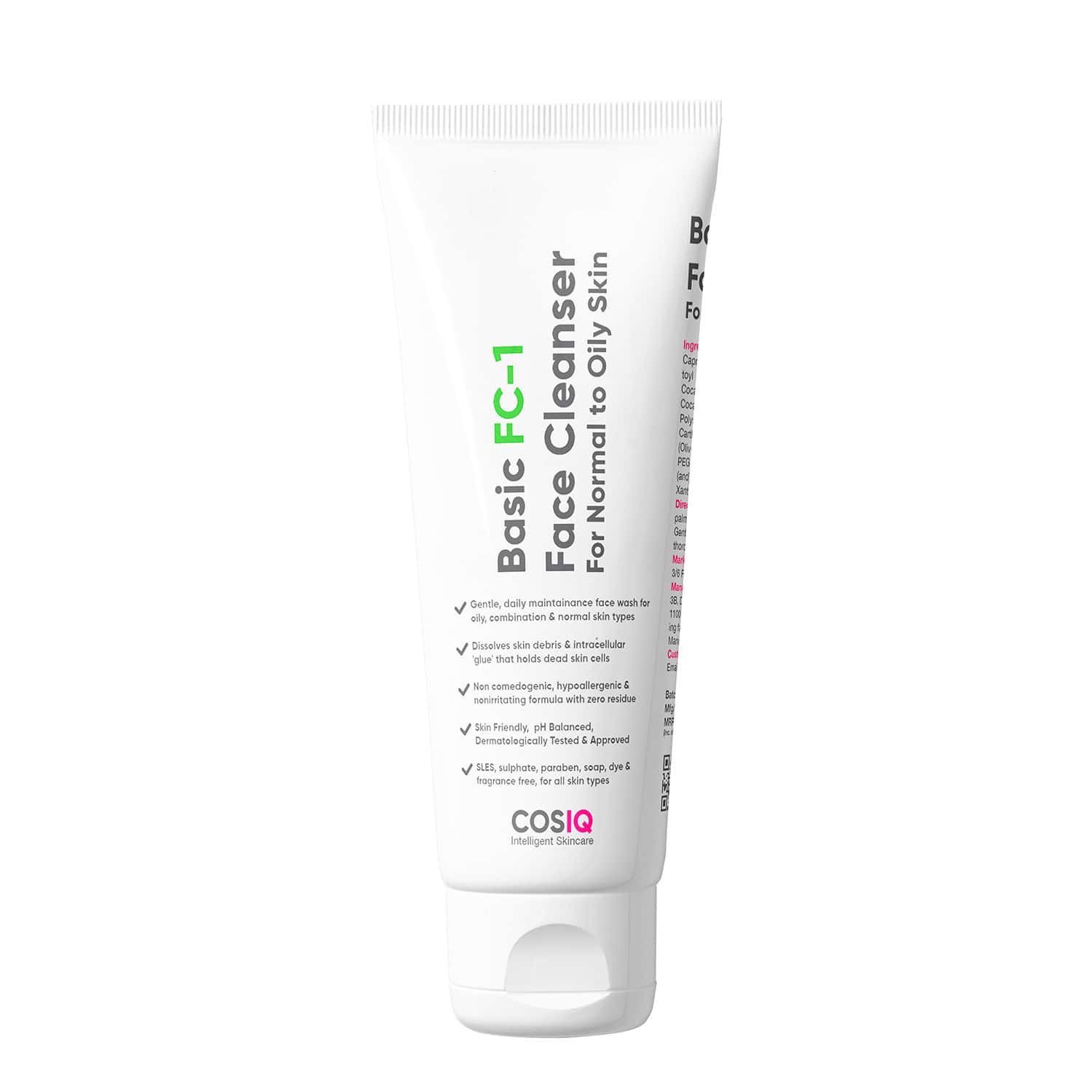 Cos-iq Fc-1 Face Cleanser For Oily Skin 100ml | Matte Finish Non Drying Gentle Face Wash