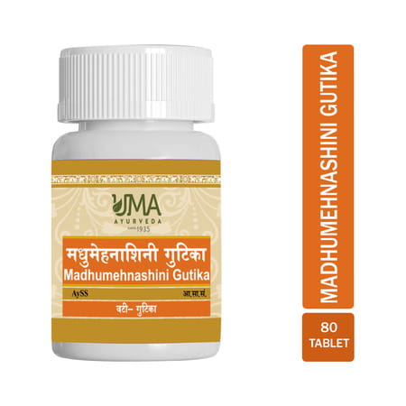 Uma Ayurveda Madhumehnashini Gutika (W/O Gold) Ayurvedic Tablets 80 Tab