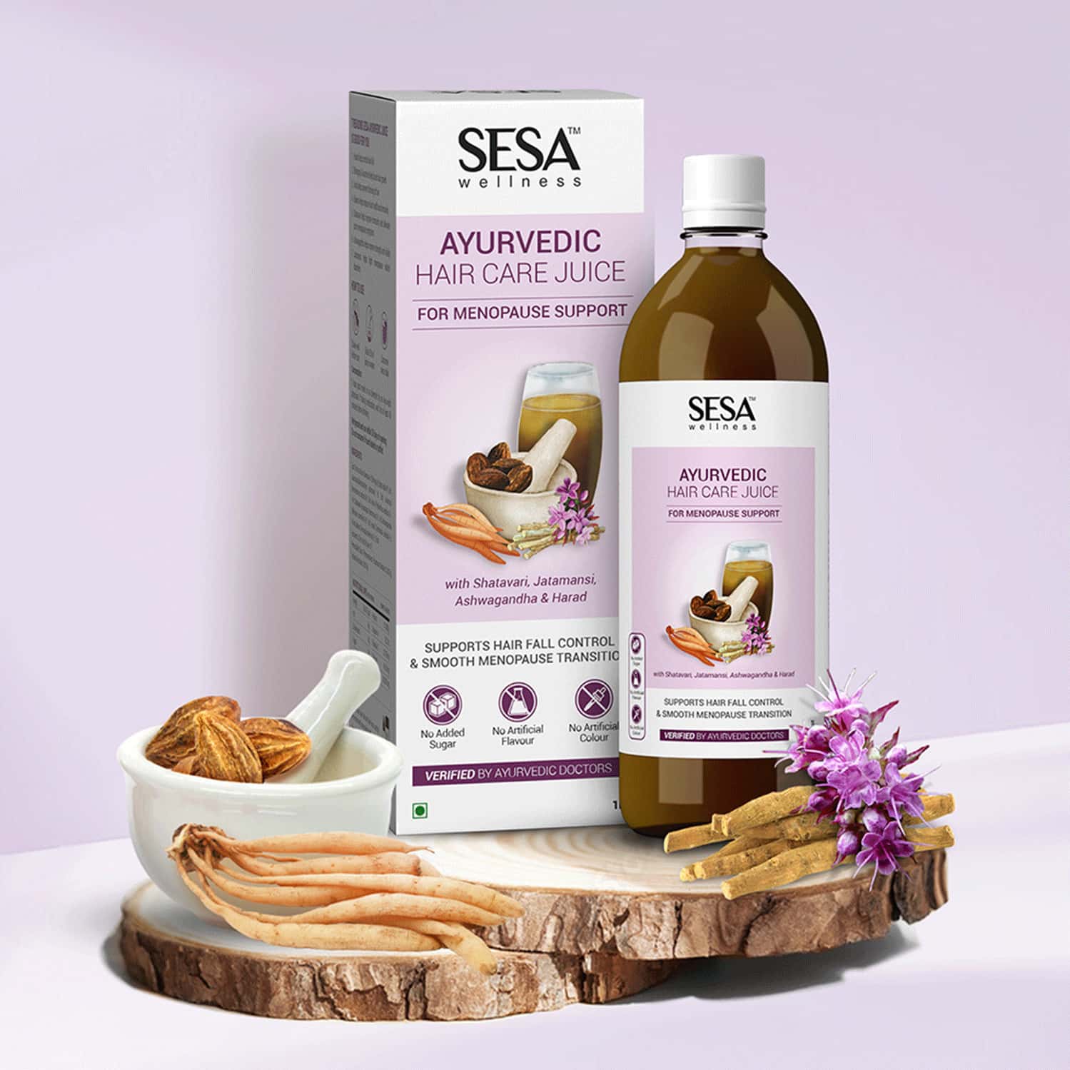 Buy SESA AYURVEDIC JUICE FOR MENOPAUSE CONTROLS HAIR FALL & HELPS