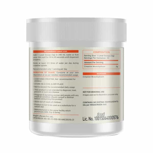 Fuel One Creatine Monohydrate 100G (Unflavoured | 33 Servings) Micronized & Instantized Formula
