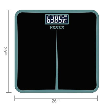Venus (India) Electronic Digital Personal Bathroom Weight Machine | Upto 180kg | Eps-8199-New-Black