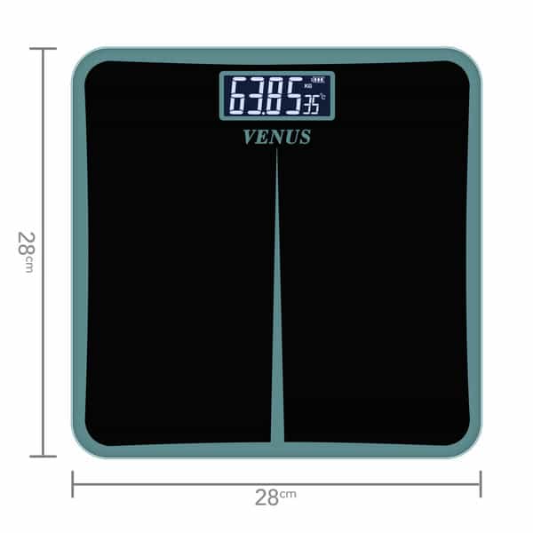 Venus (India) Electronic Digital Personal Bathroom Weight Machine | Upto 180Kg | Eps-8199-New-Black