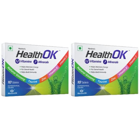 Health Ok Multivitamin With Vitamin D | C & Other 17 Multivitamins Minerals 10 Tablets X Pack Of 2
